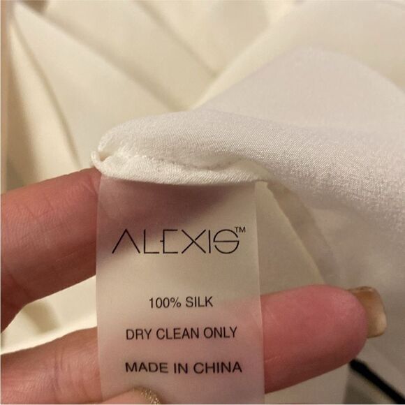 Alexis 100% silk Elegant Cream and whiteWomen's Blouse, L - Picture 10 of 10